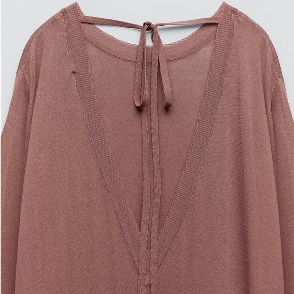 Zara Pale Pink Long Knit Dress - Picture 8 of 11